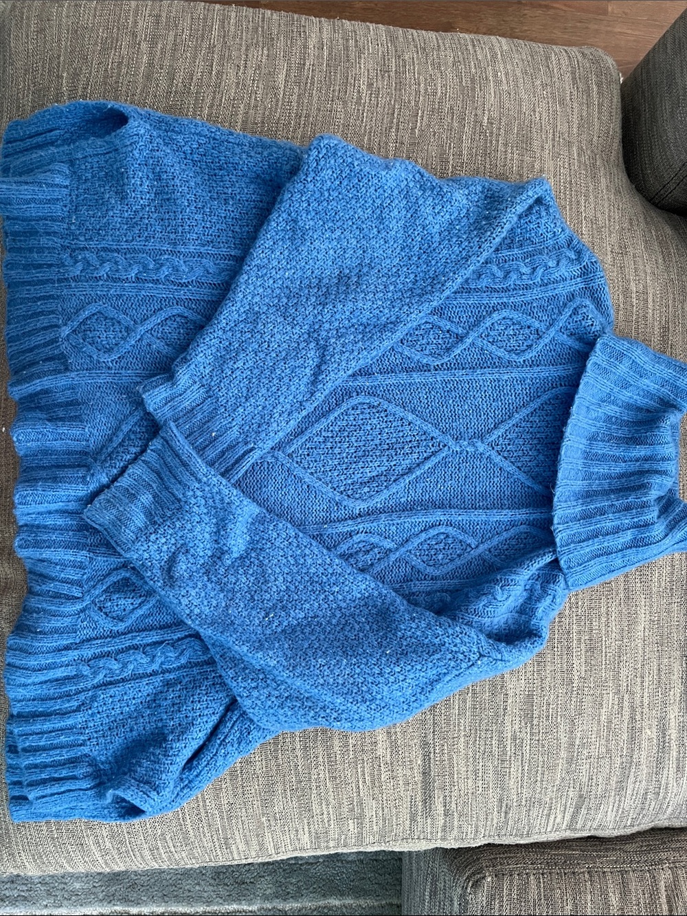 aerie Blue Cable-Knit Oversized Turtleneck Sweater